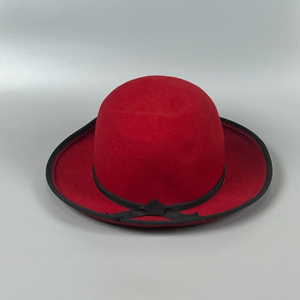 Vintage 1960s Red Wool Felt Hat Geo W Bollman Doeskin Women USA